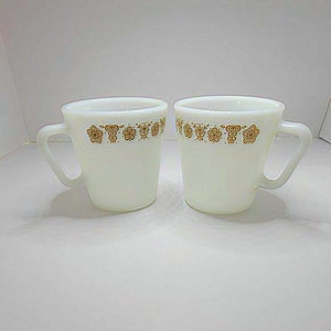 Set of‎ 6 Pyrex White Glass Mugs
